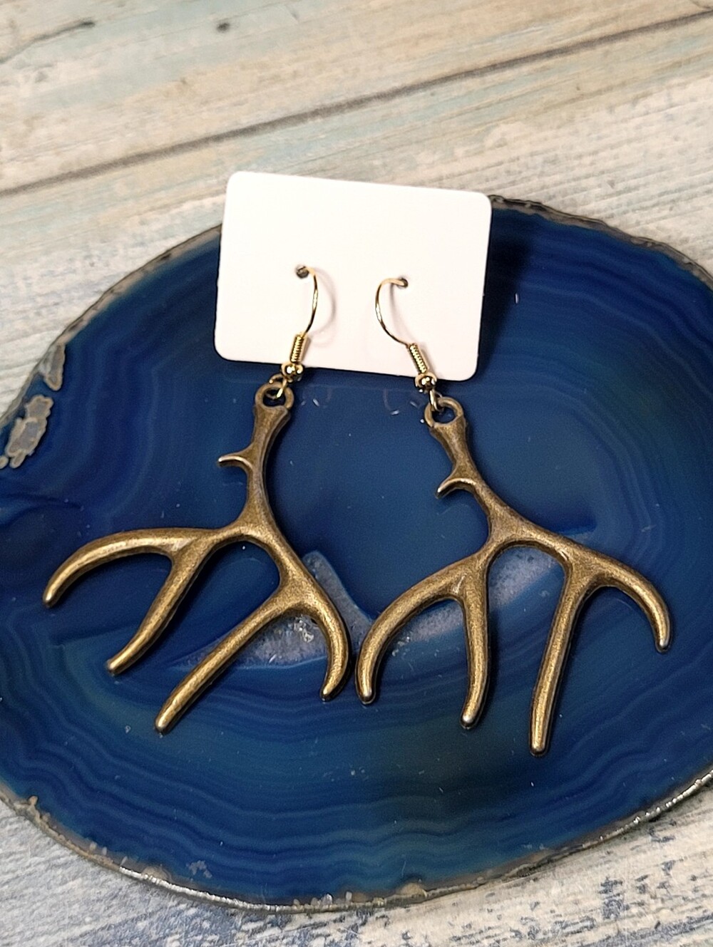 Antler Drop Earrings in Antique Gold - Women Jewelry